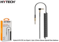 Hytech HY-X76 1m Siyah L Uçlu 3.5mm Stereo Spiralli Ses Kablosu - 1